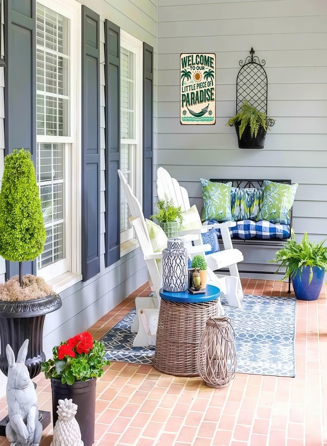 FunnySign Welcome to Our Little Piece of Paradise Vintage Tin Sign for Outdoor Porch Patio Garden Bar Decor 8x12 Inch(3991) - Image 5