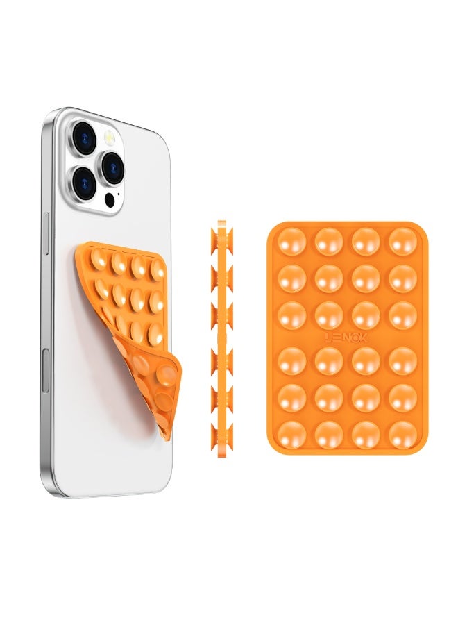 LENOK Silicone Double-Sided Suction Phone Case Detachable Mount - Hands-Free, Strong Grip Holder for Selfies & Videos - Durable, Easy to Use - iPhone & Android (Orange) - Image 1