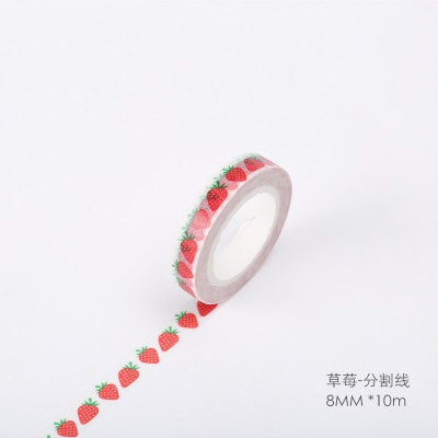 Generic Practical Fine Split Line Mini and Paper Tape Hand Account Border Decoration Fresh Narrow Edge Edition Writable Split Sticker No. 17 = Strawberry 