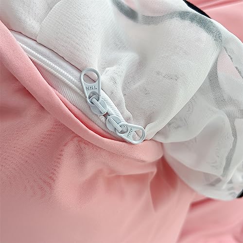 IHOUSTRIY Pink Duvet Cover Queen Size, Ruffle Beddding Set with Bowtie, 3 Pieces Comforter Cover Set with Zipper Closure, Girl Bedding with Pillowcase - Light Pink, Queen - Image 4