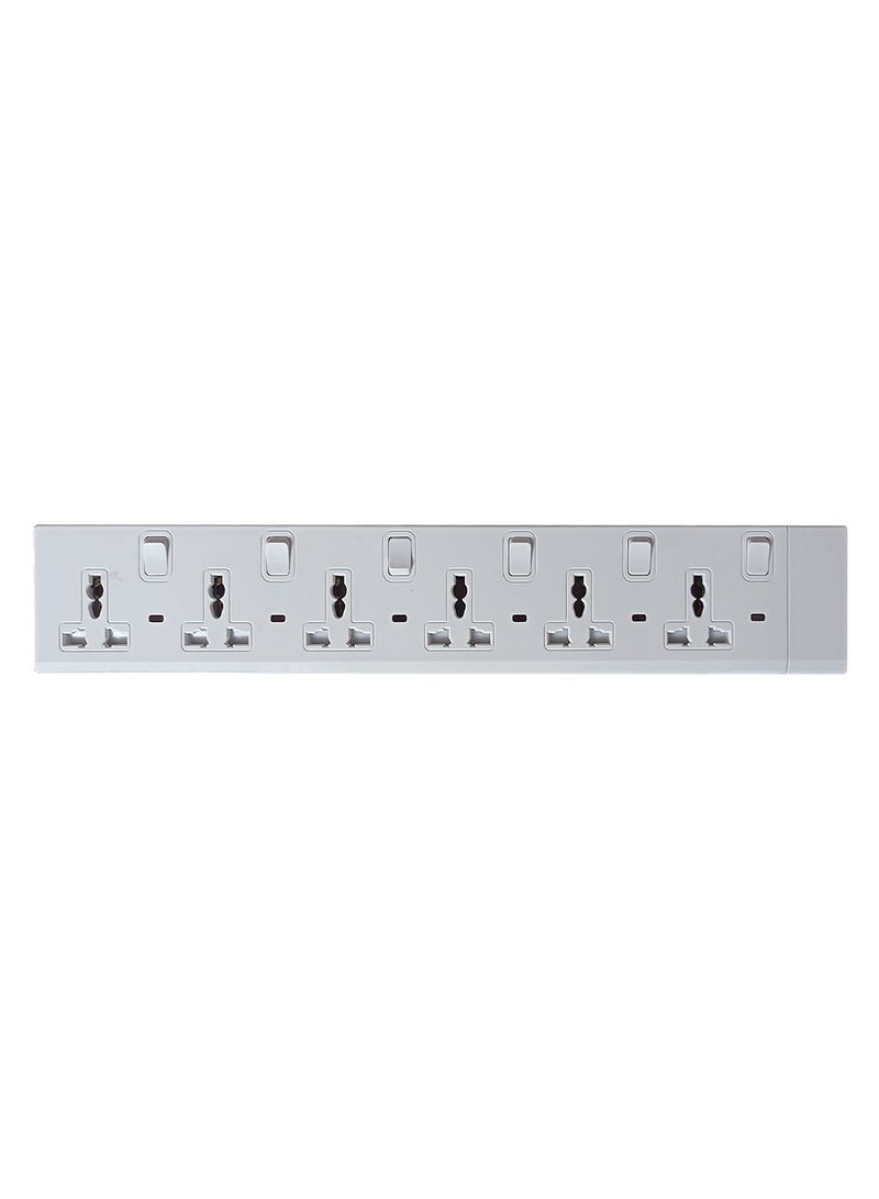 Duravel Duravel 6 Way-Socket Extension Strip, White, Multi-Outlet Power Strip with Individual Switches Without Cable  - Image 1