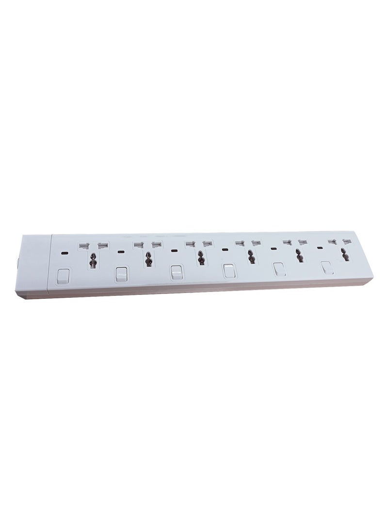 Duravel Duravel 6 Way-Socket Extension Strip, White, Multi-Outlet Power Strip with Individual Switches Without Cable  - Image 2