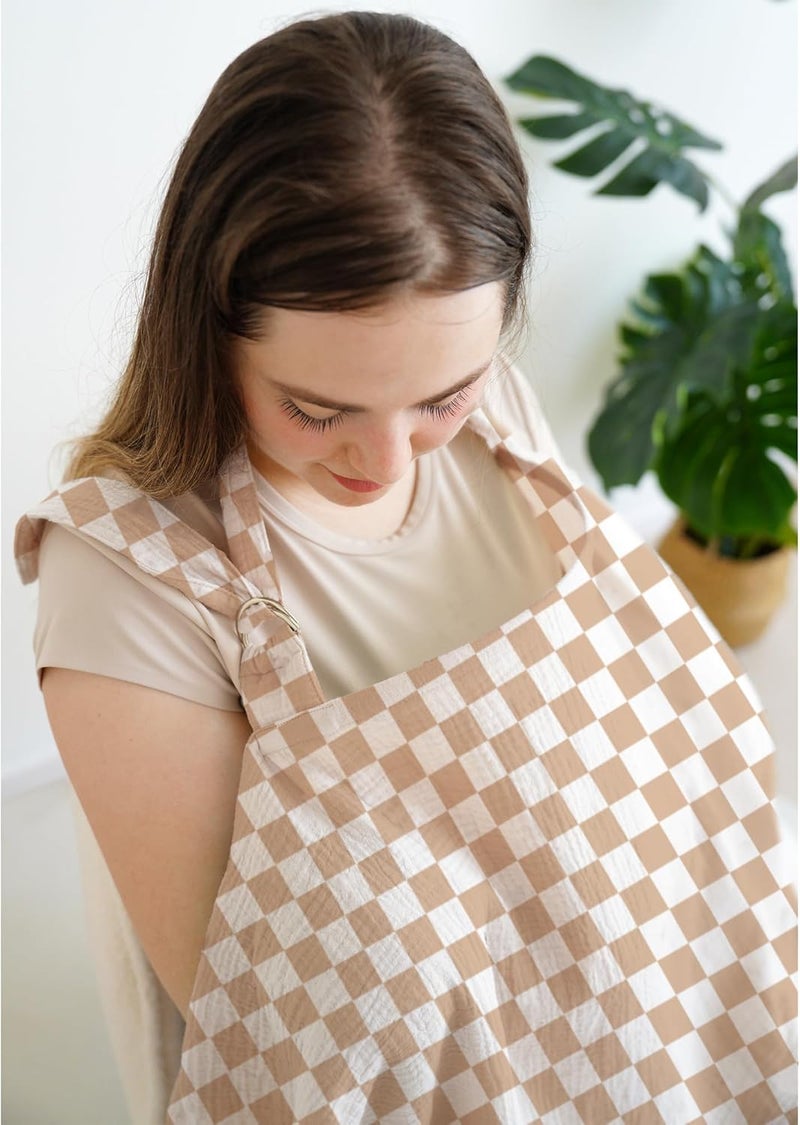 MairMore Muslin Nursing Covers for Breastfeeding, Privacy Breast Feeding Cover with Arch Neckline for Mom and Baby, Breathable 100% Cotton Nursing Apron Multi-use Stroller Cover | Large & Breathable Nursing Apron, Multi-Use Breastfeeding & Stroller Cover, Full Privacy for Mom & Baby (Pink Blossom) - Image 1