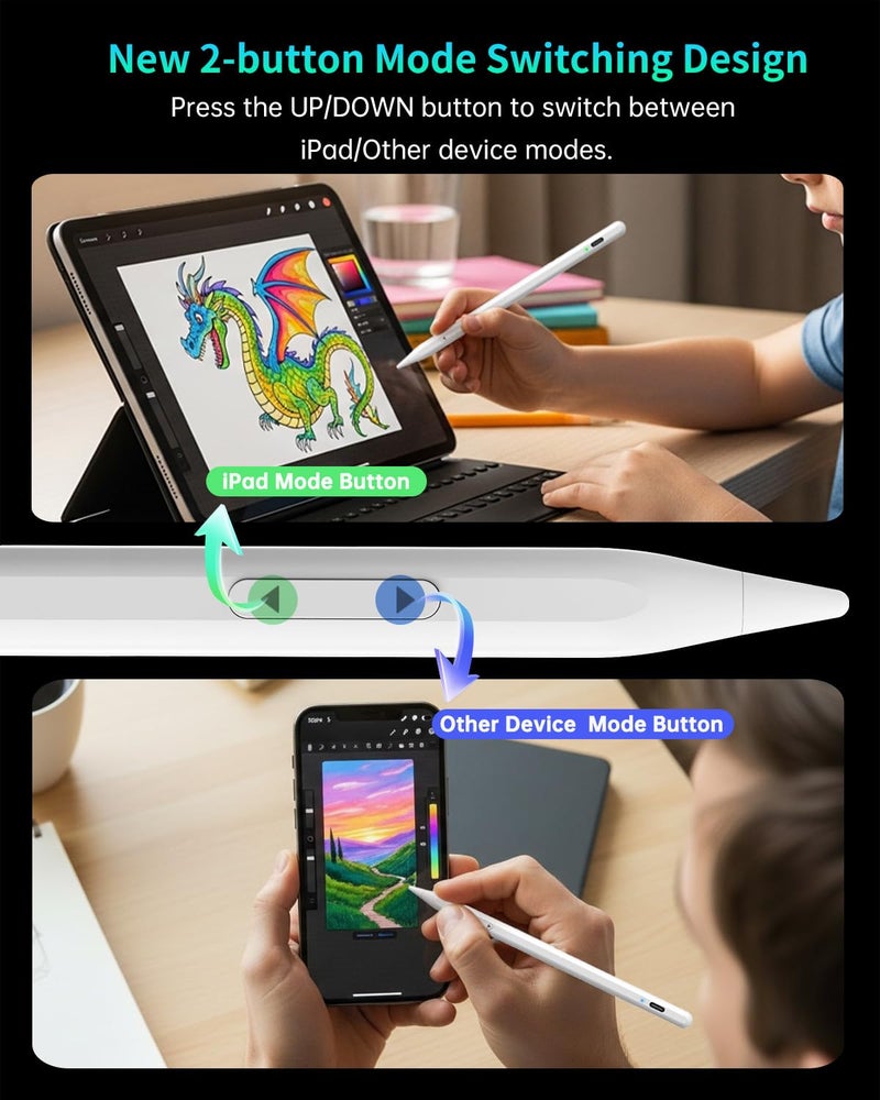 MEKO Universal Stylus Pencil for Apple iPad & iPhone & Android & Samsung, 2X Fast Charge Stylus Pen for All Touch Screen, High Sensitivity Stylus for Smartphone Tablet Apple Watch-White - Image 3