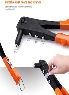 AKDC Getjz Rivet Gun Hand Riveter With 40Pcs Metal Rivets Heavy Duty Riveter Kit Professional Pop Rivet Gun  - Image 4