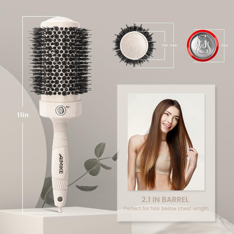 AIMIKE فرشاة AIMIKE الكبيرة من السيراميك الحراري النانو المستديرة بقطر 2.1 بوصة لتجفيف الشعر، وإضافة الحجم، وتصفيف الشعر بالمجفف (3.4 بوصة) - Image 5