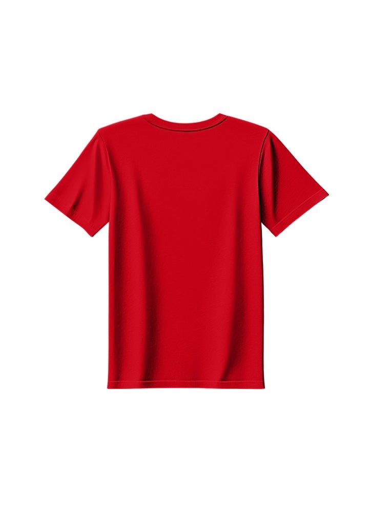 بيفت خيوط تي شيرت عادي برقبة مستديرة - أحمر (XXL، بوليقطن، بانتون 3517 C، طقم من 01 قطعة) - Image 2