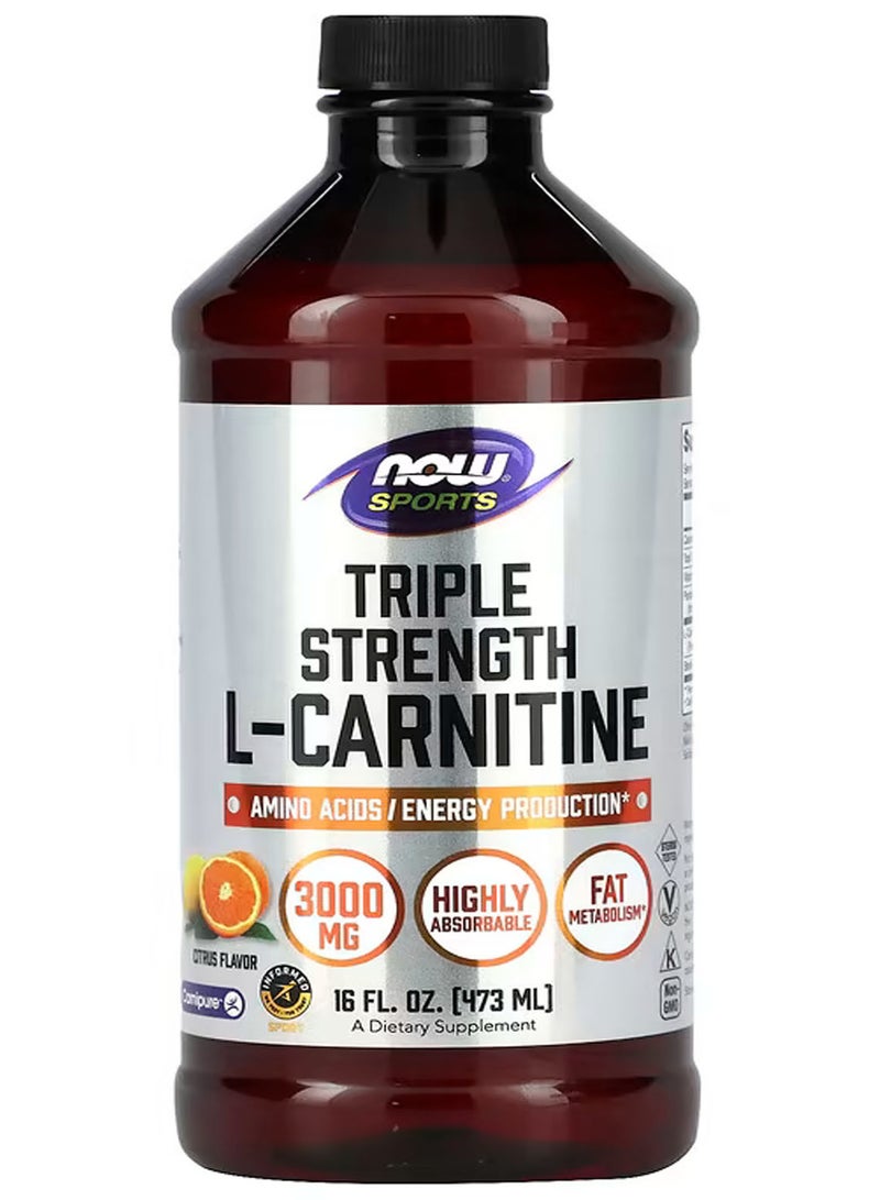 now SPORTS Liquid L-Carnitine, Tropical Fruits, 3000 mg, 16 fl oz (473 ml)  - Image 1
