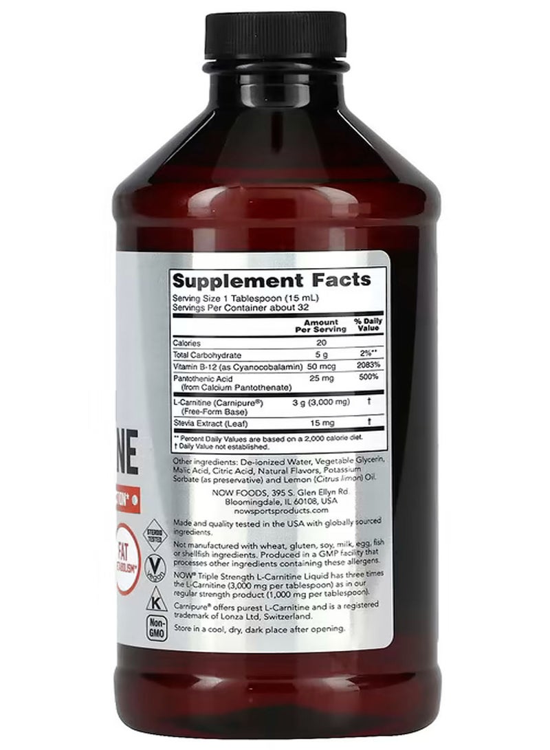 now SPORTS Liquid L-Carnitine, Tropical Fruits, 3000 mg, 16 fl oz (473 ml)  - Image 2