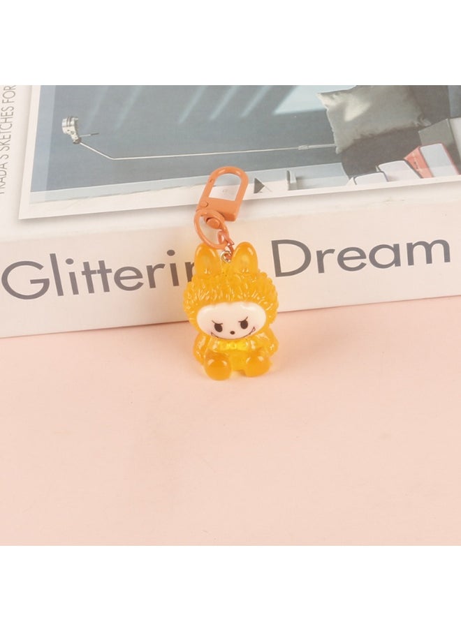 NIBEMINENT Resin Cartoon Cute Flocking LABUBU Keychain, Pendant Doll Accessory Key Chain Gift 