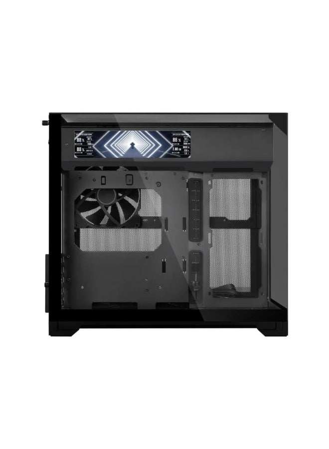 LIAN LI O11 VISION-M Digital Micro-ATX PC Case, 9.2" IPS LCD Display, 1920×462 Resolution, 60Hz Refresh Rate, 500-Nit Brightness, 3-Sided Tempered Glass, Dual-Chamber Design, M-ATX/Mini-ITX, Up to 12×120mm Fans, 140mm PWM Fan Included, Black | G99.O11VMDX.00 - Image 2