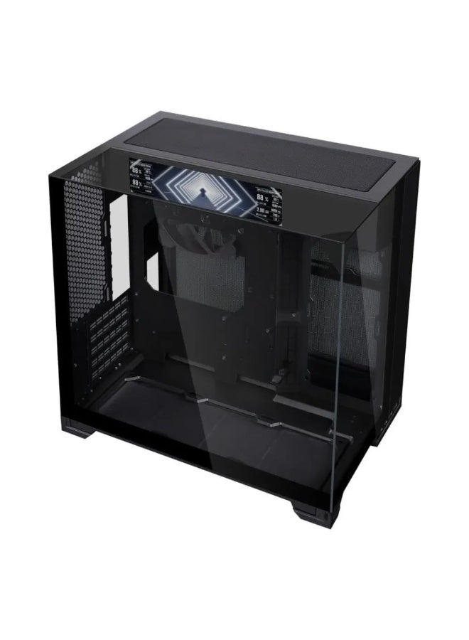 LIAN LI O11 VISION-M Digital Micro-ATX PC Case, 9.2" IPS LCD Display, 1920×462 Resolution, 60Hz Refresh Rate, 500-Nit Brightness, 3-Sided Tempered Glass, Dual-Chamber Design, M-ATX/Mini-ITX, Up to 12×120mm Fans, 140mm PWM Fan Included, Black | G99.O11VMDX.00 - Image 1
