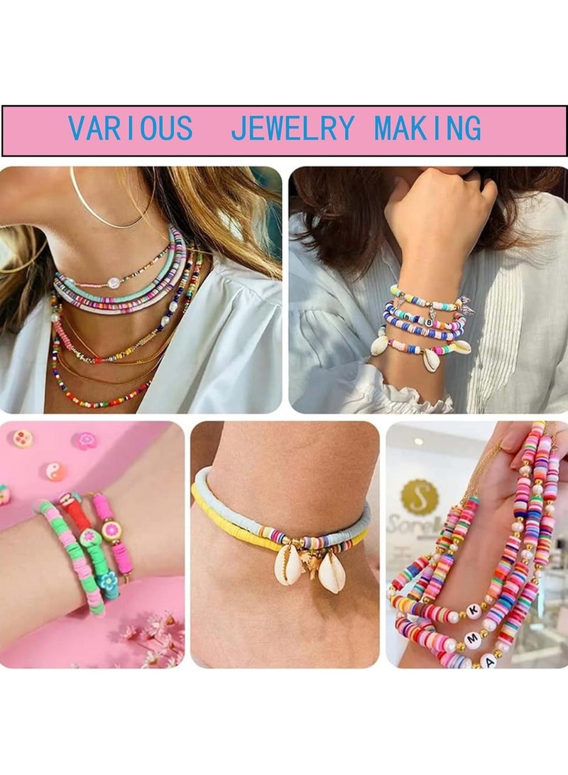 Moonmen Clay Beads Bracelet Making Kit, 144 Colors Flat Polymer Friendship Spacer Heishi Beads for Jewelry Making with Letter Beads and Elastic Strings, Crafts Christmas Gift - Image 4