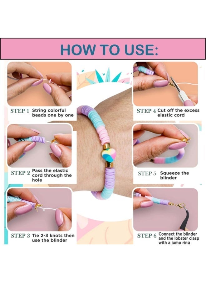 Moonmen Clay Beads Bracelet Making Kit, 144 Colors Flat Polymer Friendship Spacer Heishi Beads for Jewelry Making with Letter Beads and Elastic Strings, Crafts Christmas Gift - Image 3