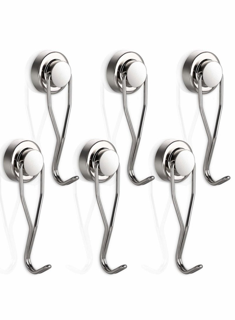 Magnetic Hook, Strong Neodymium Magnet Hook, Swivel Swing Refrigerator Magnetic Hooks, Perfect for Refrigerator and Other Magnetic Surfaces（6pack, 30LB ） - Image 1