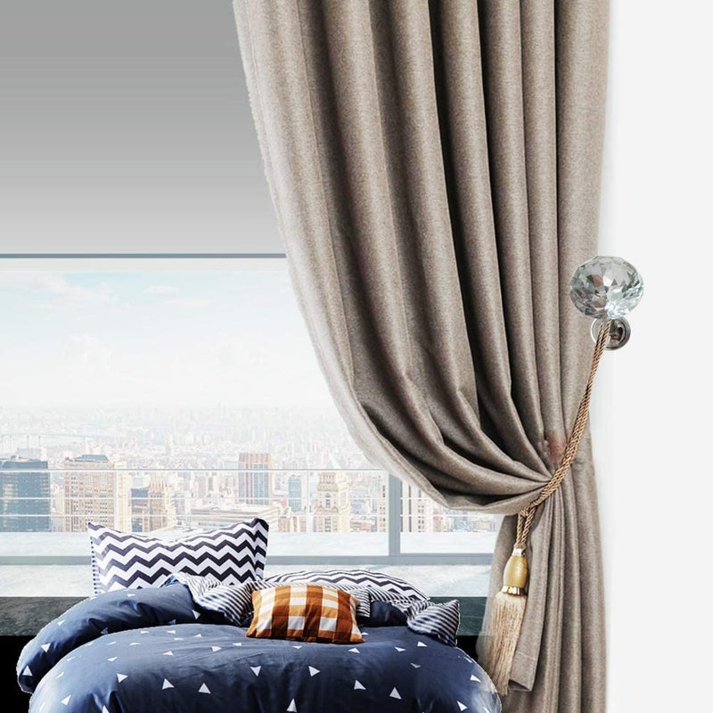 UNIQUELLA UNIQUELLA Set of 2 Pieces Shiny Clear Diamond Shape Curtain Hold Backs Curtain Buckle Wall Hooks Coat Hangers Drapery Tiebacks Hooks Tassel Holder for Room Window Decoration Style Code74 - Image 3