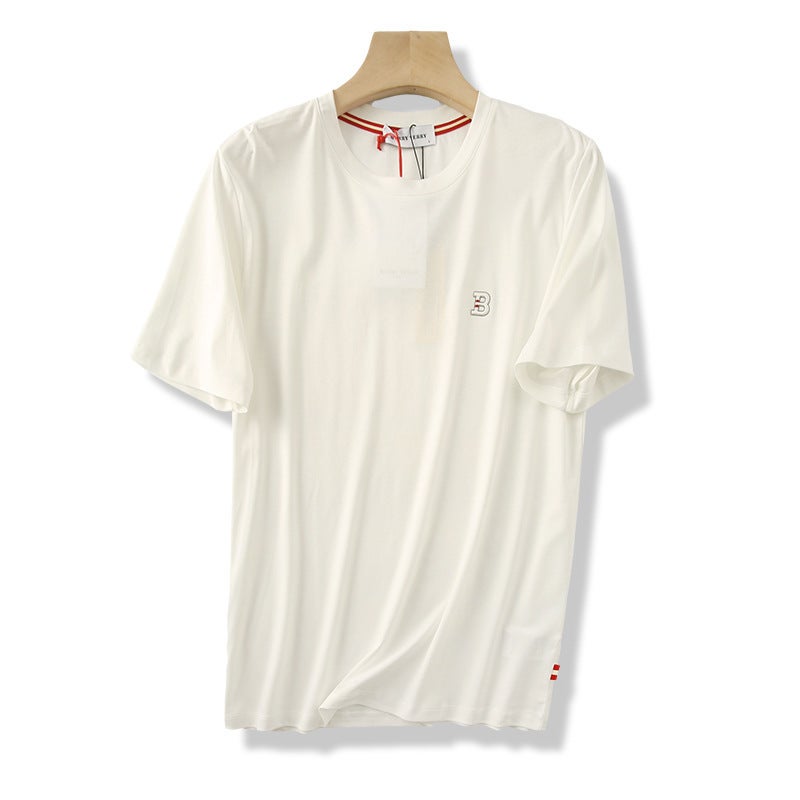 Nobility In Cotton! 80 Double-Sided Mercerized Horse Cotton! Summer Men'S Silky Refreshing Liquid Ammonia Short-Sleeved T-Shirt - Image 1
