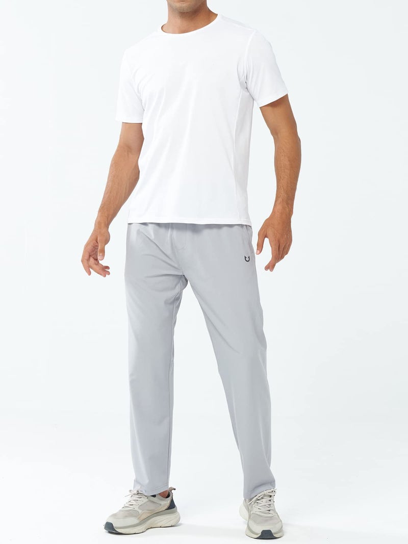 NORTHYARD Men's Athletic Pants Running Workout Joggers Lightweight Gym Jogging Track Casual Sweatpants with Zipper Pockets Lightgrey M - Image 3