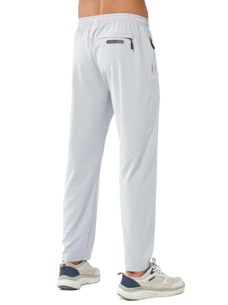 NORTHYARD Men's Athletic Pants Running Workout Joggers Lightweight Gym Jogging Track Casual Sweatpants with Zipper Pockets Lightgrey M - Image 4