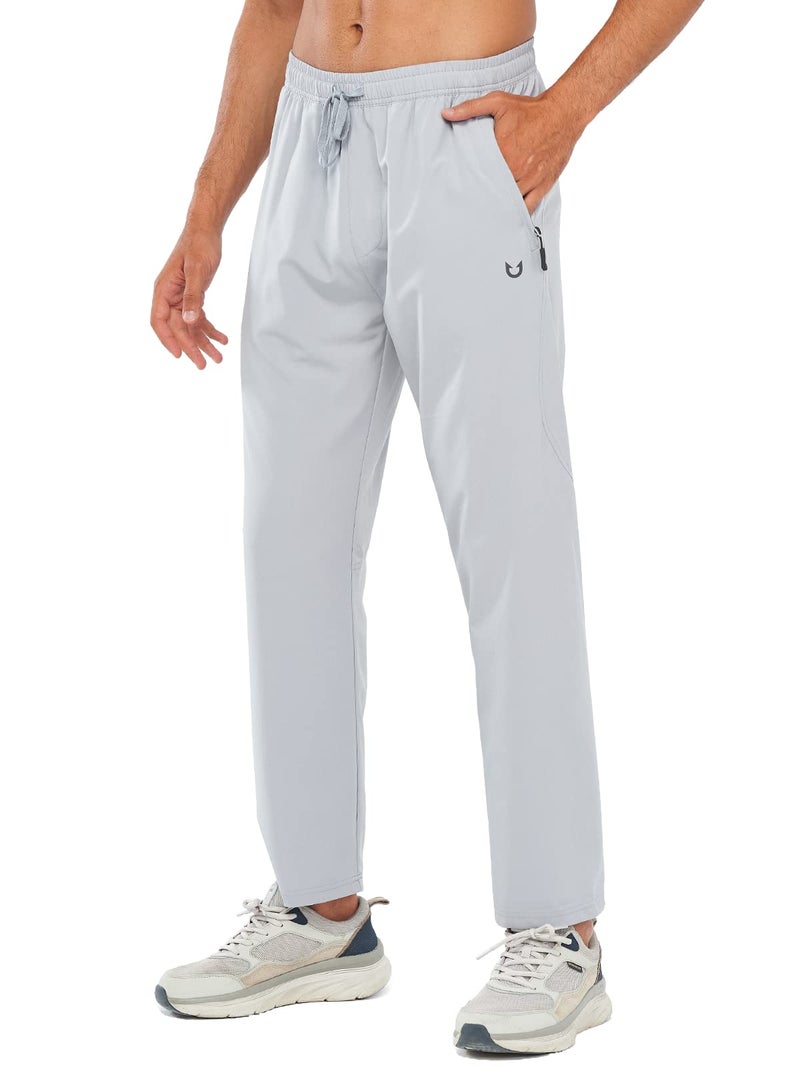 NORTHYARD Men's Athletic Pants Running Workout Joggers Lightweight Gym Jogging Track Casual Sweatpants with Zipper Pockets Lightgrey M - Image 1
