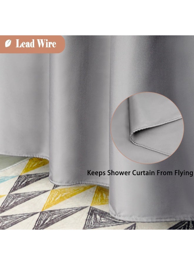 UFRIDAY Gray Shower Curtain 72x75 Inches Fabric Bathroom Curtain with Mesh Window Design Weighted Bottom Hem Water Repellent Machine Washable - Image 2