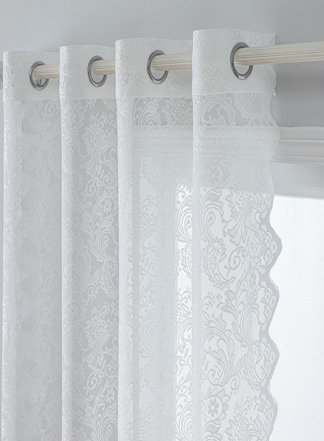 Anytime White Lace Sheer Curtain Panels for Living Room Elegant Window Treatment Sets Light Filtering Translucent Draperies for Office (2 Panels,W55 x L72inch) - Image 3