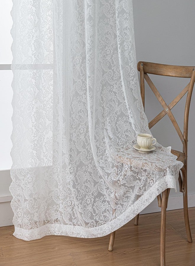 Anytime White Lace Sheer Curtain Panels for Living Room Elegant Window Treatment Sets Light Filtering Translucent Draperies for Office (2 Panels,W55 x L72inch) - Image 4