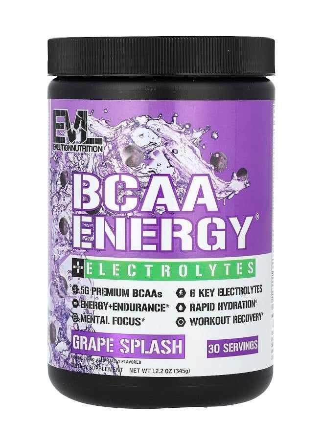 EVLUTION NUTRITION BCAA Energy Plus Electrolytes Grape Splash 12.2 oz (345 g) 