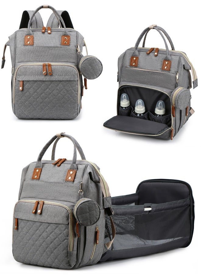 Diaper Bag Backpack with Changing Station, Multifunction Travel Baby Bag, Waterproof Baby Tote, Large Capacity Mommy Bag, Newborn Essentials Backpack Bag, Unisex, Gray - Image 1