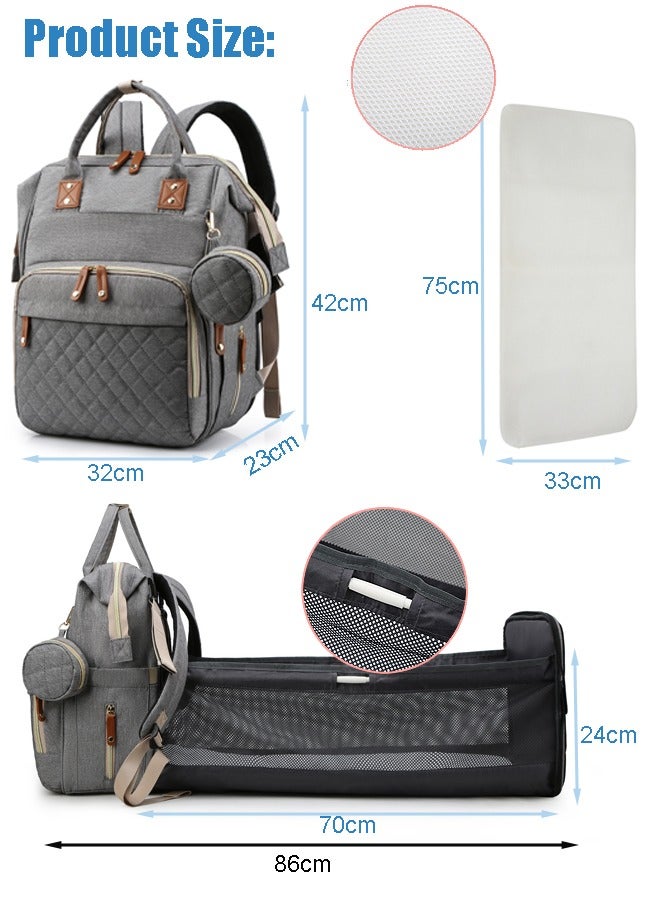 Diaper Bag Backpack with Changing Station, Multifunction Travel Baby Bag, Waterproof Baby Tote, Large Capacity Mommy Bag, Newborn Essentials Backpack Bag, Unisex, Gray - Image 2