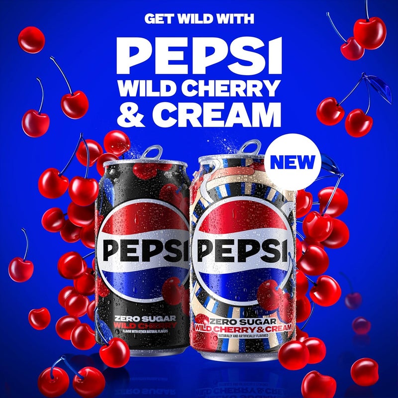 Pepsi بيبسي زيرو سكر كرز بري وصودا كريمة، 12 أونصة سائلة (12 عبوة) - صفر سعرات حرارية، صفر سكر - Image 3