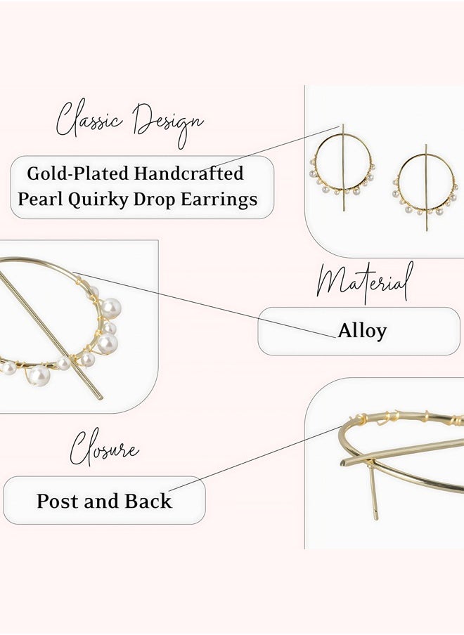 Just Peachy Just Peachy Gold-Plated Handcrafted Pearl Quirky Drop Earrings - Unique and Stylish Design - Elegant, Lightweight, and Hypoallergenic - Perfect for Adding a Touch of Sophistication to Any Outfit  - Image 4