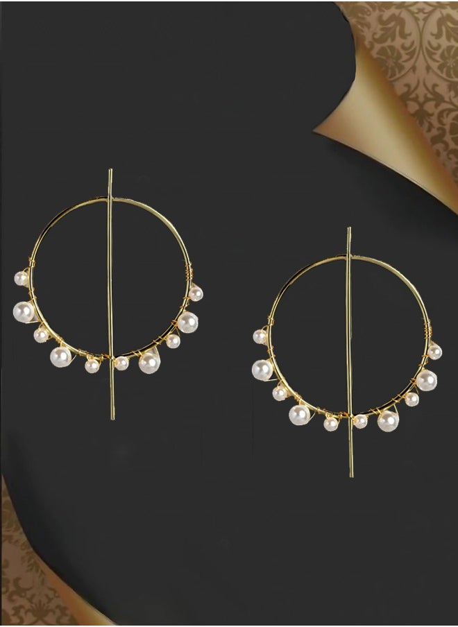 Just Peachy Just Peachy Gold-Plated Handcrafted Pearl Quirky Drop Earrings - Unique and Stylish Design - Elegant, Lightweight, and Hypoallergenic - Perfect for Adding a Touch of Sophistication to Any Outfit  - Image 3