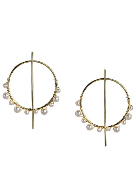 Just Peachy Gold-Plated Handcrafted Pearl Quirky Drop Earrings - Unique and Stylish Design - Elegant, Lightweight, and Hypoallergenic - Perfect for Adding a Touch of Sophistication to Any Outfit