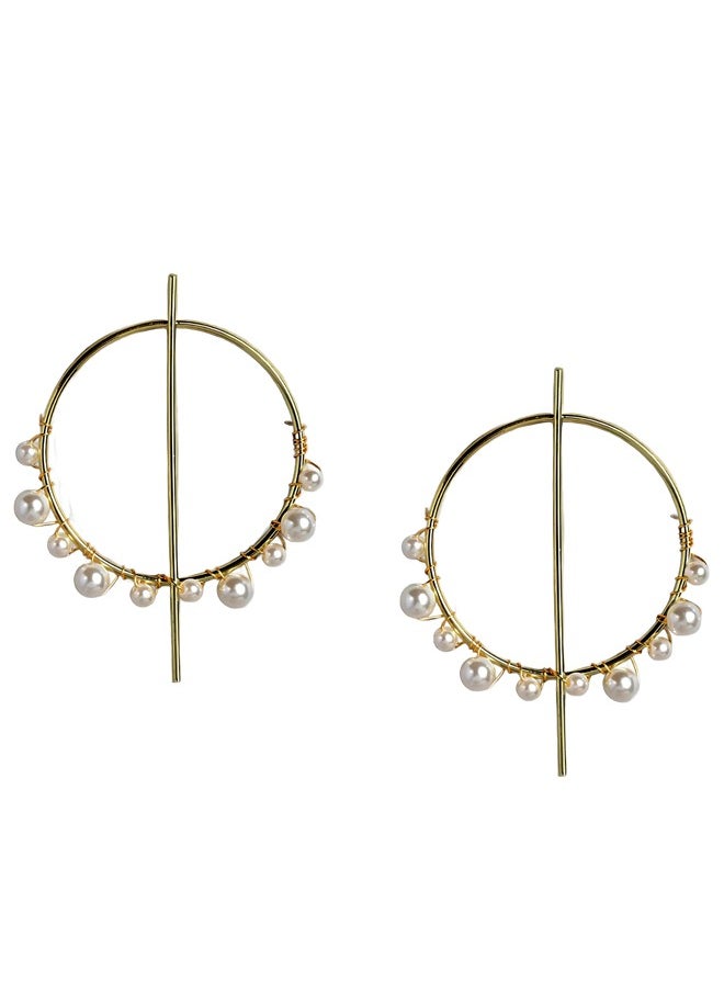 Just Peachy Just Peachy Gold-Plated Handcrafted Pearl Quirky Drop Earrings - Unique and Stylish Design - Elegant, Lightweight, and Hypoallergenic - Perfect for Adding a Touch of Sophistication to Any Outfit  - Image 1
