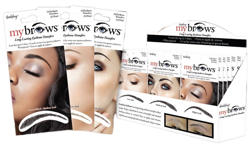 Godefroy MyBrows Long Lasting Eyebrow Transfers, Low Arch, Dark Brown, 12-Pairs of Brows