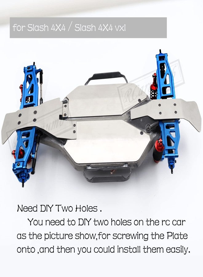 Rcarmumb Chassis Armor Skid Plate Protecter Guard Upgrades Part for Slash 4X4 4WD,Stainless Steel Front Center Rear Chassis Guard Plate RC Hops Up,Sliver - Image 2