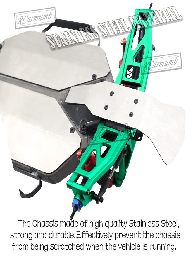Rcarmumb Chassis Armor Skid Plate Protecter Guard Upgrades Part for Slash 4X4 4WD,Stainless Steel Front Center Rear Chassis Guard Plate RC Hops Up,Sliver - Image 3