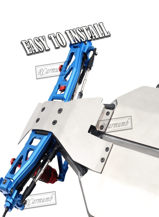 Rcarmumb Chassis Armor Skid Plate Protecter Guard Upgrades Part for Slash 4X4 4WD,Stainless Steel Front Center Rear Chassis Guard Plate RC Hops Up,Sliver - Image 5