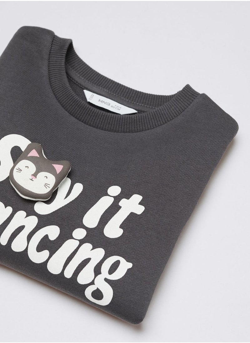 MANGO - Kids Text Print Sweatshirt - Image 1