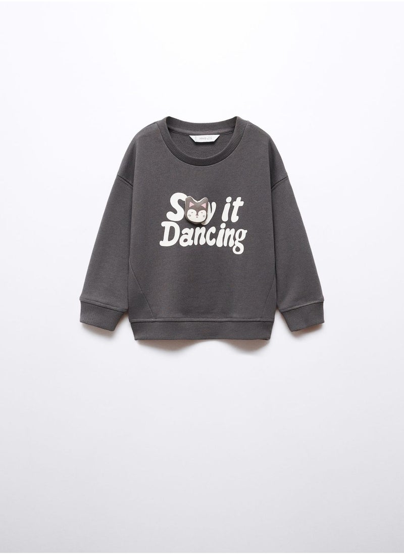 MANGO - Kids Text Print Sweatshirt - Image 1