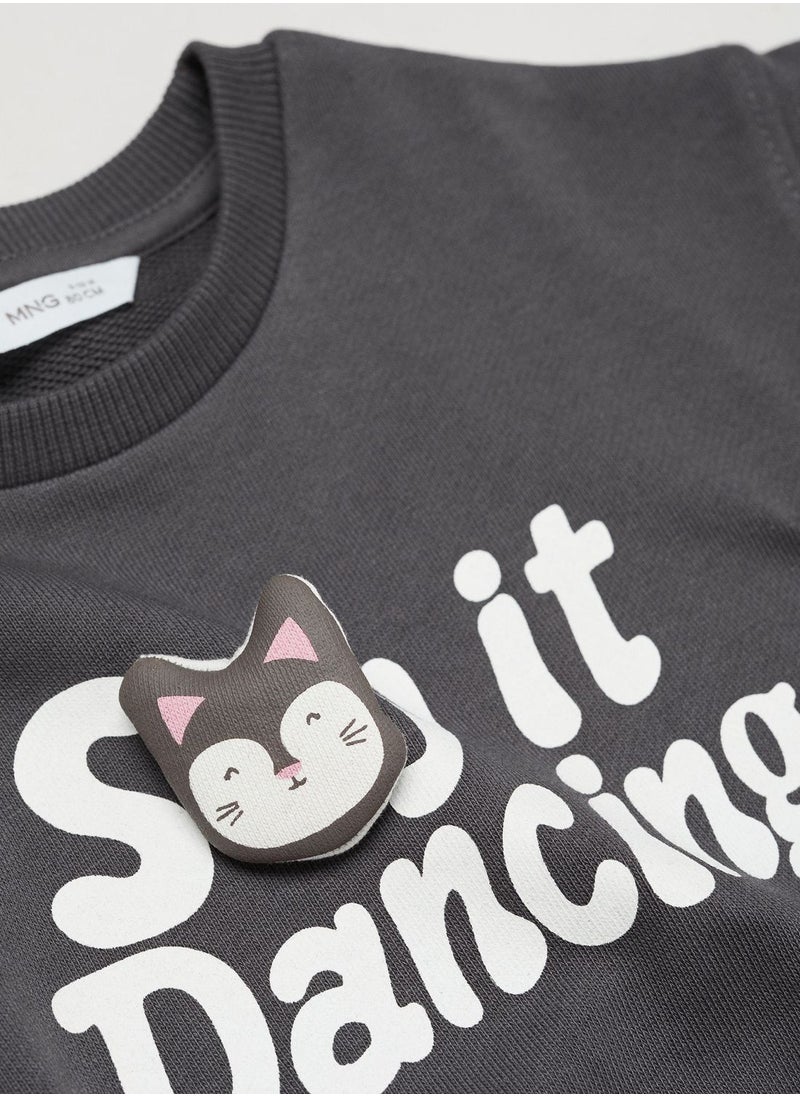 MANGO - Kids Text Print Sweatshirt - Image 1