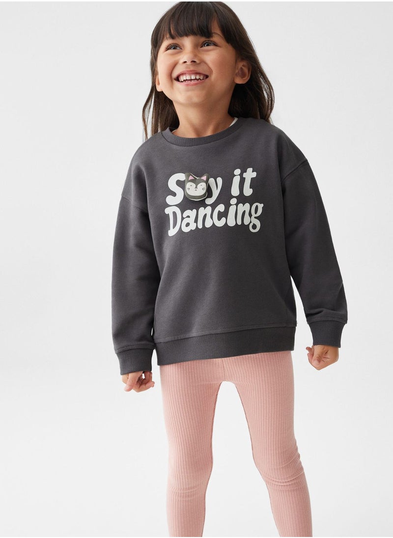 MANGO - Kids Text Print Sweatshirt - Image 1