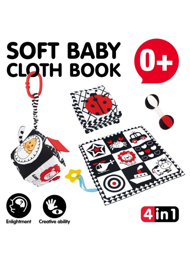 NIBEMINENT High Contrast Baby Toys For Newborn： Black And White Baby Toys Book 0-3 Months - Tummy Time Mirror For Infant 6 7 8 9 10 11 12 Months Developmental Toys Montessori Sensory Toys Baby Girls Boys Gift