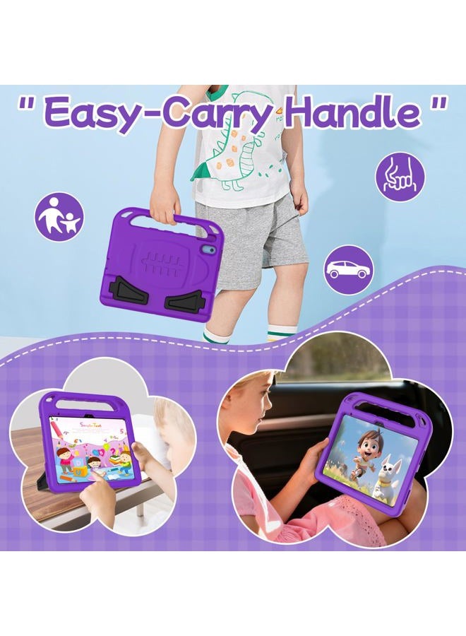 BMOUO Kids Case for iPad 10th Generation 10.9 inch 2022 - with Built-in Screen Protector, Shockproof Light Weight Covertible Handle Stand 10.9” 2022 iPad 10th Gen Case for Kids Toddlers Girls, Purple - Image 4