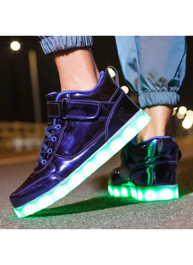 JEVRITE Unisex Light Up Shoes LED Shoes USB Charging High Top for Women Men Sneakers Couples Shoes GBBlue37  - Image 3