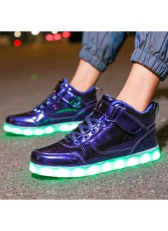 JEVRITE Unisex Light Up Shoes LED Shoes USB Charging High Top for Women Men Sneakers Couples Shoes GBBlue37  - Image 5