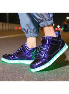 JEVRITE Unisex Light Up Shoes LED Shoes USB Charging High Top for Women Men Sneakers Couples Shoes GBBlue37  - Image 4