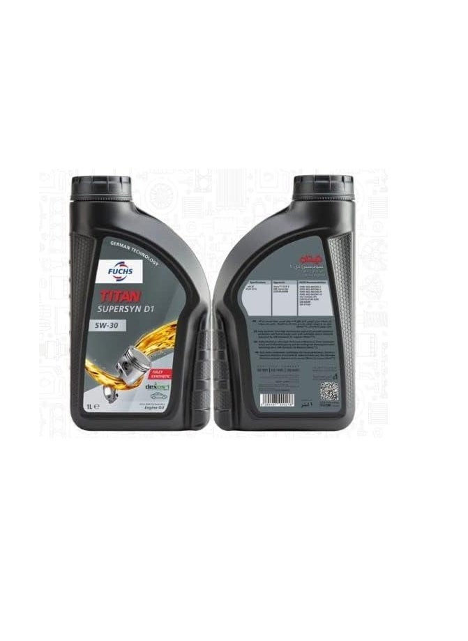 Fuchs Titan Supersyn D1 5W-30 Engine Oil - Fully Synthetic with Superior Performance and Reliable Engine Protection / (6 x 1L Packs)