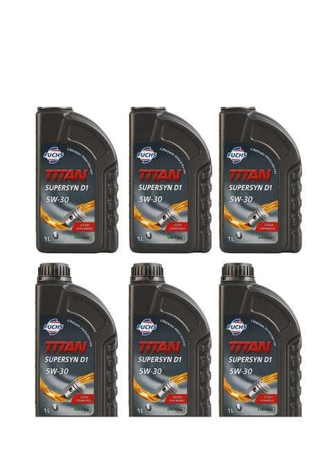 Fuchs Titan Supersyn D1 5W-30 Engine Oil - Fully Synthetic with Superior Performance and Reliable Engine Protection / (6 x 1L Packs)
